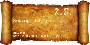 Kubinyi Dóra névjegykártya